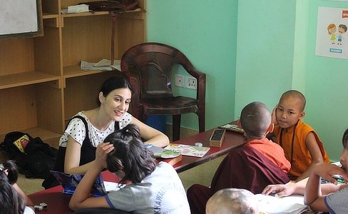 Teaching at the buddhist monastery in nepal