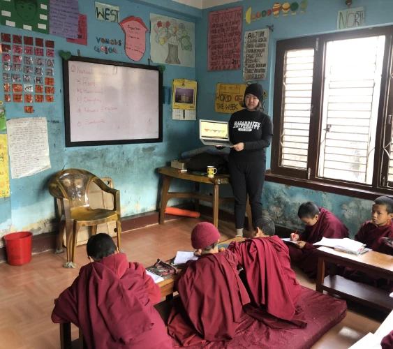 Teaching in monastery in nepal